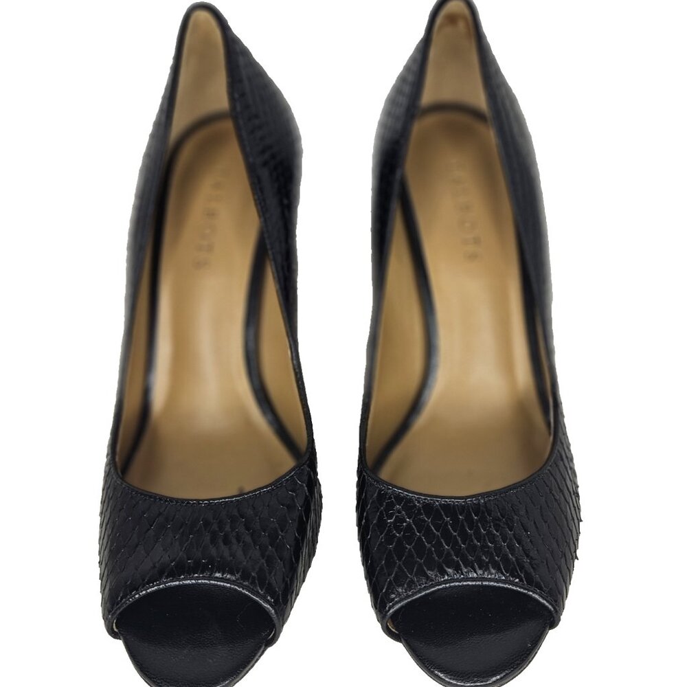 Talbots Snake Skin Leather Womens Peep Toe Pump/heel, 8M, Black - Picture 2 of 7